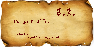 Bunya Klára névjegykártya